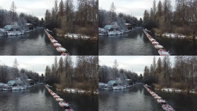 吉林二道白河魔界漂流，航拍冰河雪景