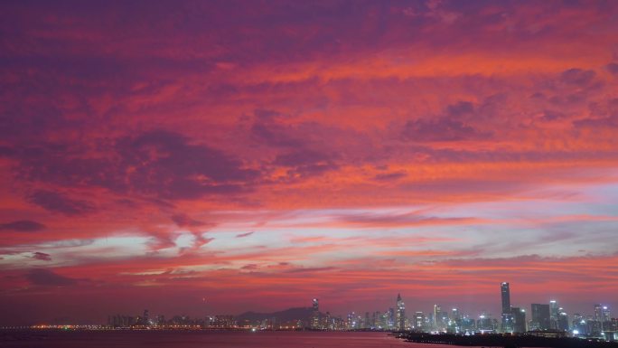 深圳湾唯美晚霞天空