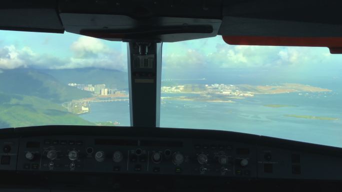 香港国际机场、进近和着陆（POV镜头）延时