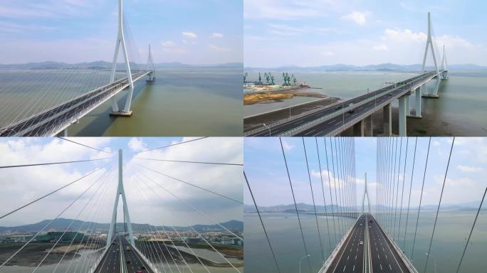 大气的厦漳大桥和路面4K航拍