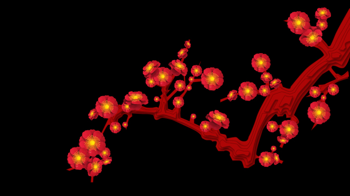 梅花开放喜庆元素4K alpha通道