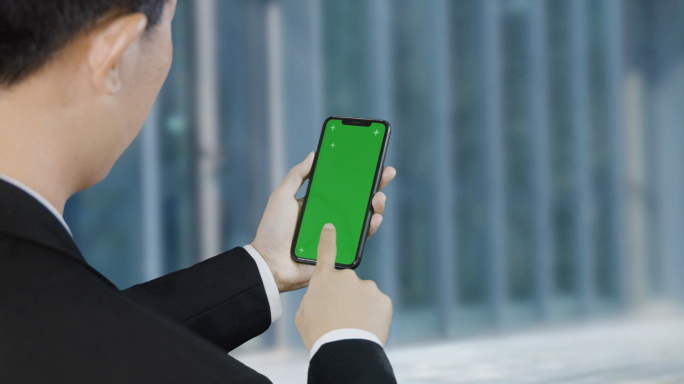 商务男士绿屏手机4K