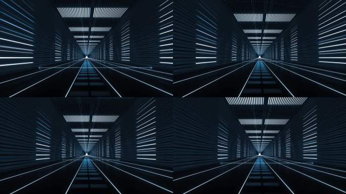 【时尚背景】蓝色3D隧道穿梭空间