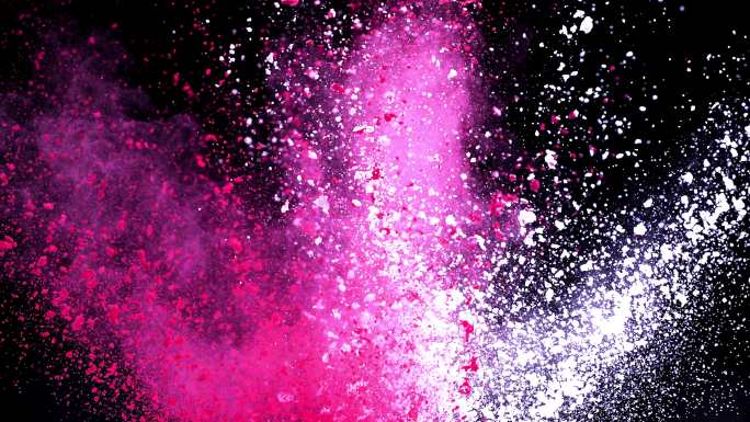 粉色粉末粉尘在空中碰撞超慢动作视频1000 fps