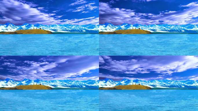 湖面新疆美景壮观8KLED大型晚会雪山