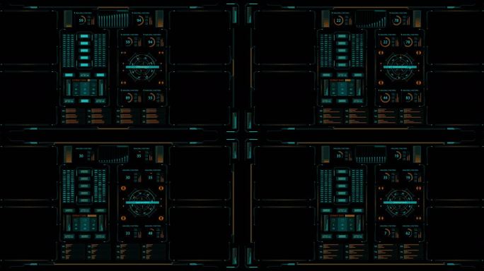 未来主义控制面板。使用ui元素对HUD多窗口进行监控网络地图、进度、目标定位和定位，使用GPS导航、