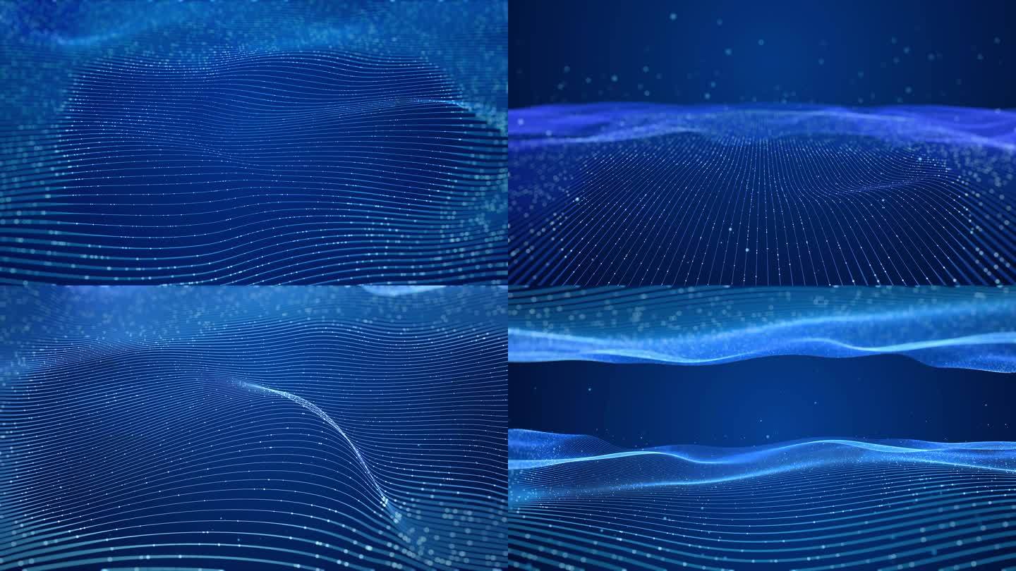 科技线条粒子科技波浪线海洋背景6段