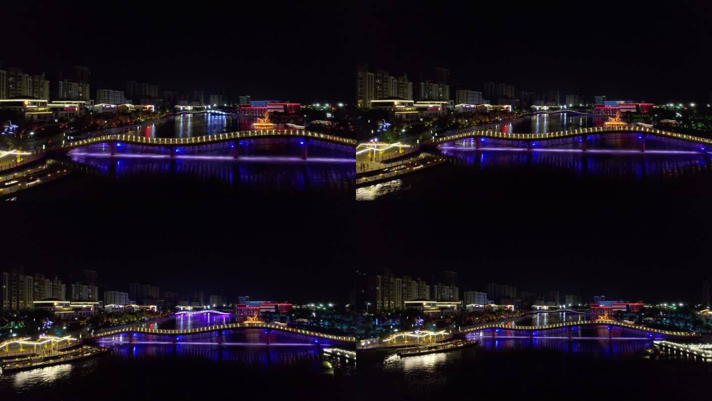 吉安城南夜景航拍 彩虹桥夜景航拍
