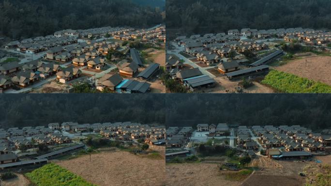 云南沧源佤族村寨全景