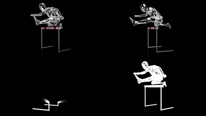 3D跳跃跨栏高反射液态人