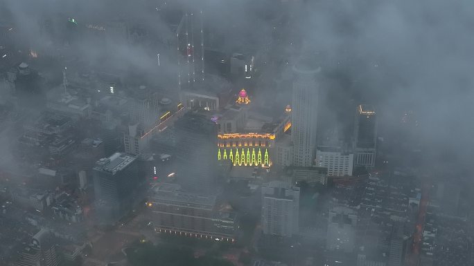 4K原素材-航拍上海人民广场商圈新世界城