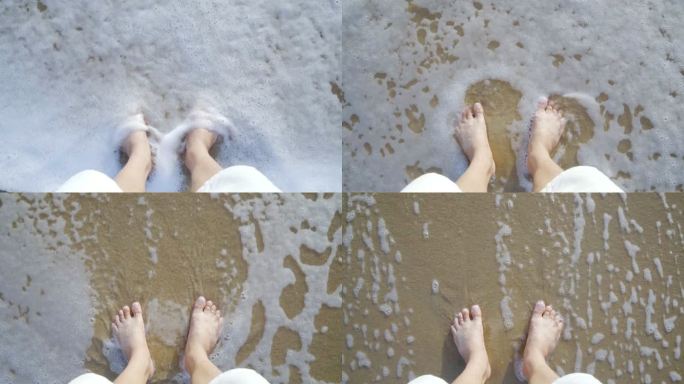 慢动作：站在沙滩上放松。