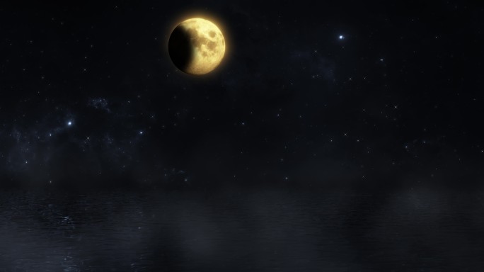月亮明月月光水中倒影4K