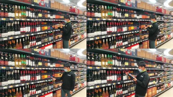 超市购物--选红酒