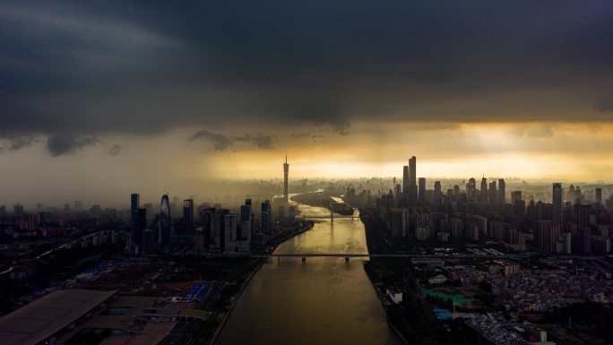 震撼广州台风乌云暴雨延时