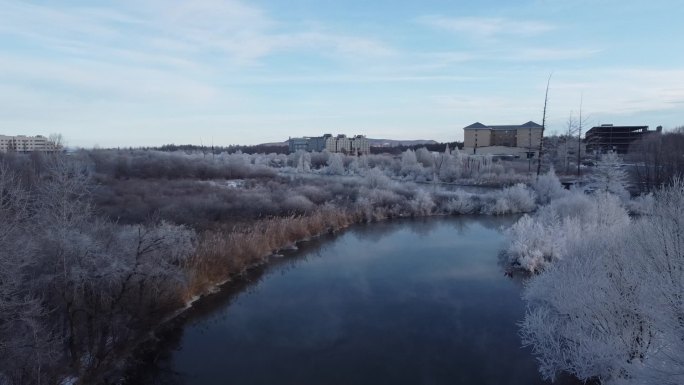 吉林二道白河魔界漂流，航拍冰河雪景