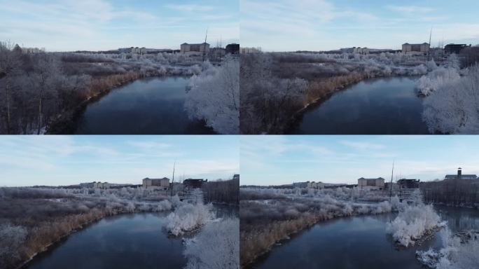 吉林二道白河魔界漂流，航拍冰河雪景