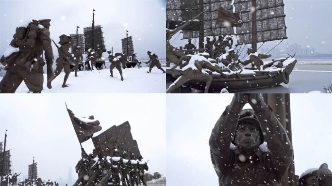 建军雕塑广场（下雪天）
