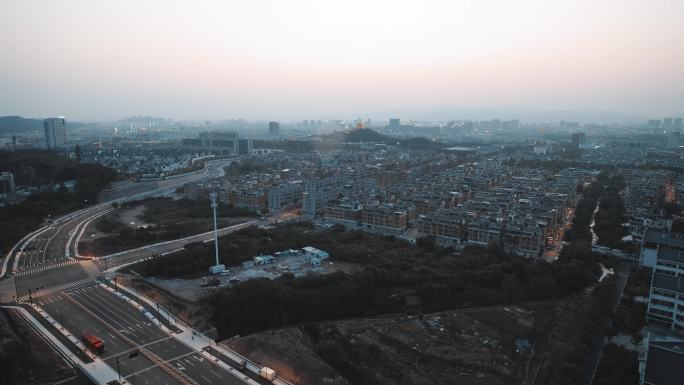 义乌城市幕色夜景风光延时短片