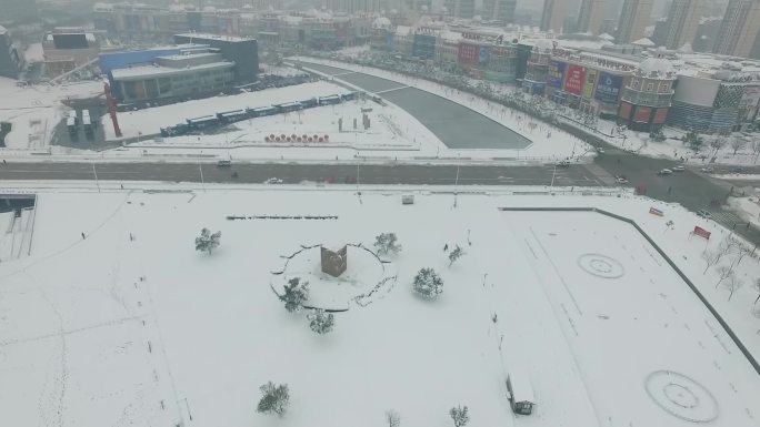 蚌埠 航拍 文化广场 暴雪航拍 全景