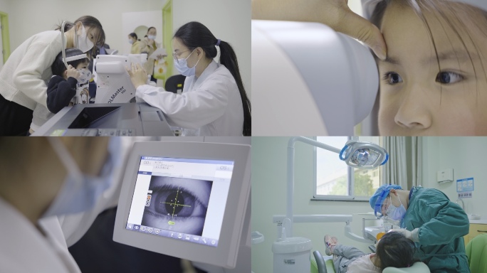儿童医院素材儿童体检视力筛查口腔检查医疗