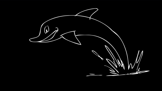 海豚元素循环2D卡通动画与阿尔法频道4k