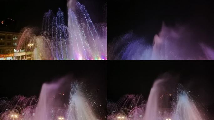 城市喷泉广场喷泉音乐五彩观赏喷水池夜晚