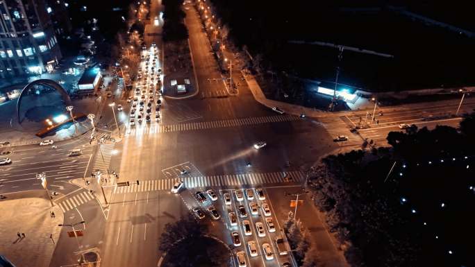 成都市郫都区城区夜景航拍