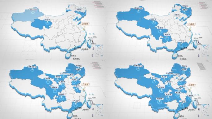 【无插件】上海发散全国各地地图简洁科技