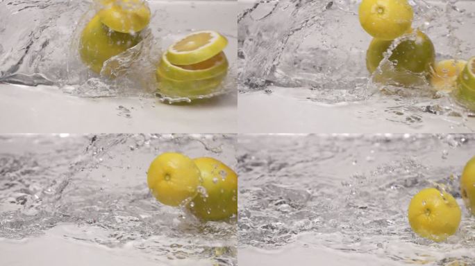 超高速拍摄葡萄柚水中撞击