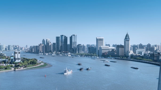 黄浦江及外滩现代建筑延时