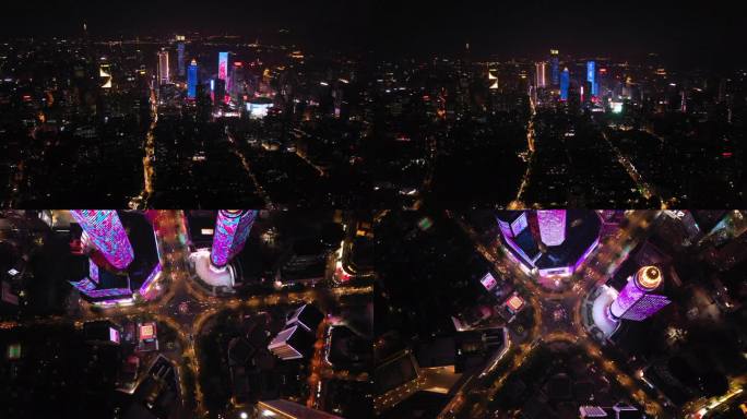 南京新街口繁华商圈航拍4K大全景