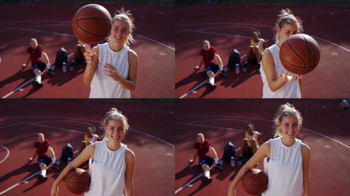 微笑自信的女篮球运动员