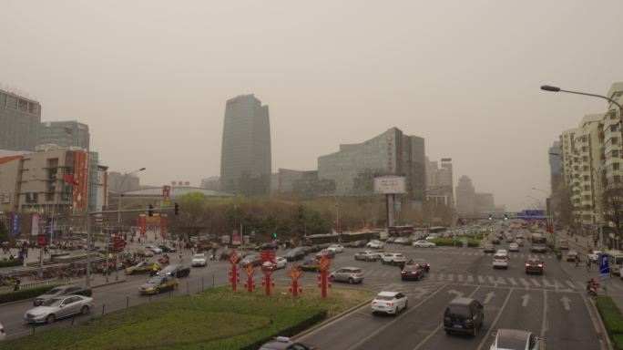 俯拍中关村科技园春节景象 车流 装饰