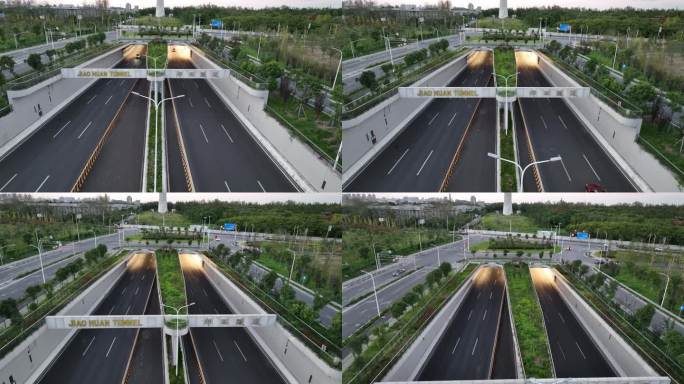 4K原素材-航拍上海郊环隧道