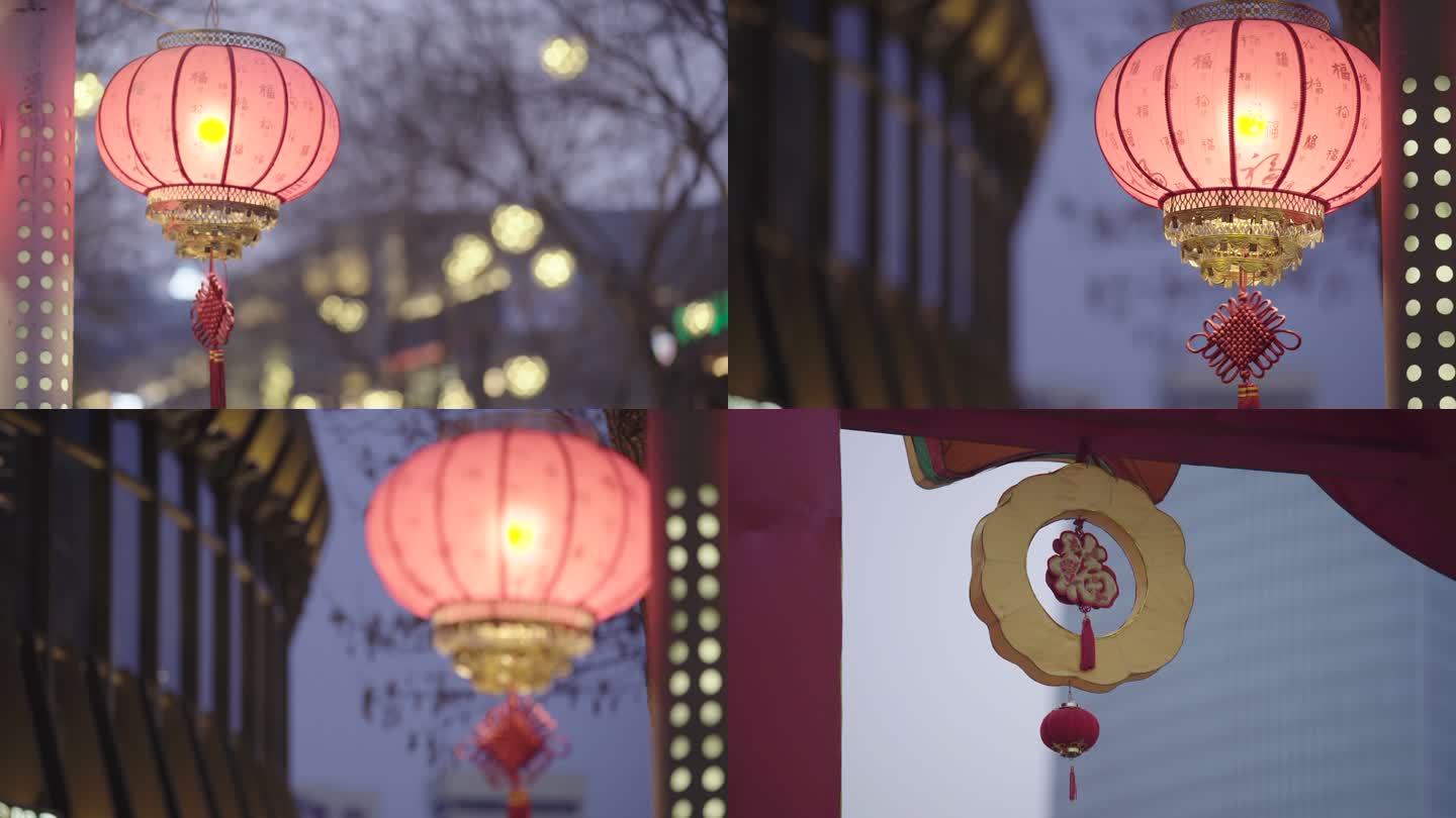 中关村春节过年红灯笼与写字楼 多景