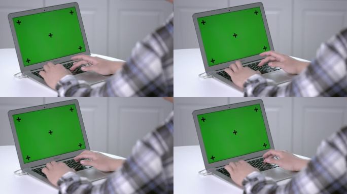 【正版素材】室内绿屏使用电脑
