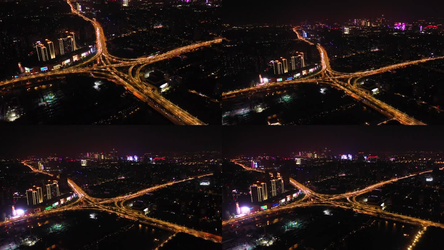 南京赛虹桥立交航拍4K夜景