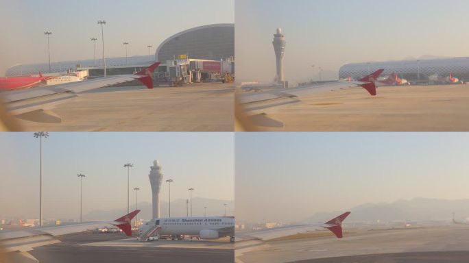 飞机起飞前在深圳宝安机场滑行