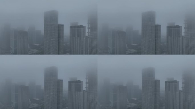 河西IFC国金中心云海大雾平流雾4K航拍