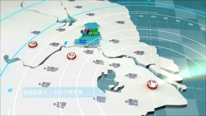 原创精品扬州c4d结合ae长三角地图模板