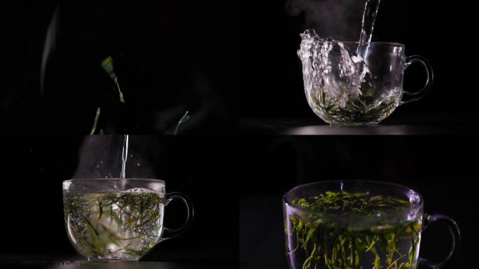 大玻璃杯沏茶升格视频