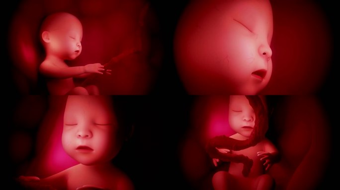 人类胎儿胚胎孕育生命胎儿发育成型脐带输送