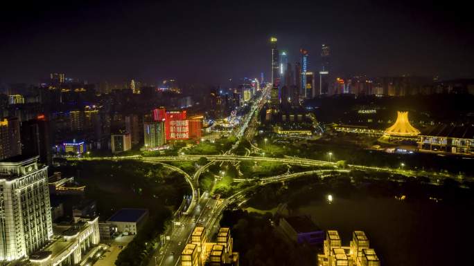 4K延时航拍南宁第19界东盟博览会夜景