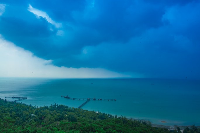 云延时 海上风云变化 暴雨来临 云卷云舒