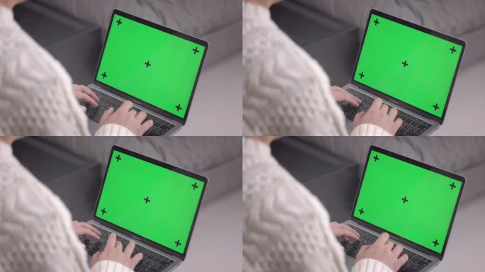 【正版素材】室内绿屏操作电脑