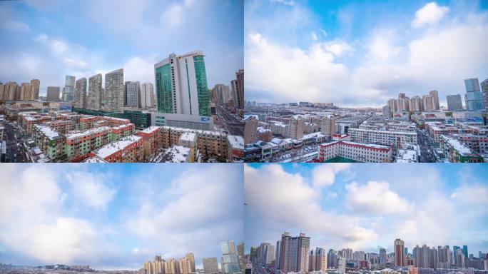 雪后的城市蓝天白云