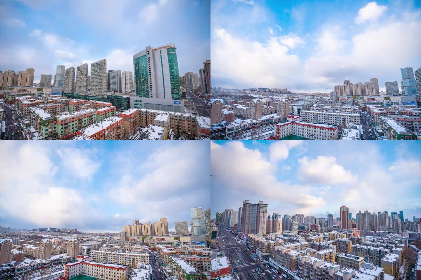 雪后的城市蓝天白云