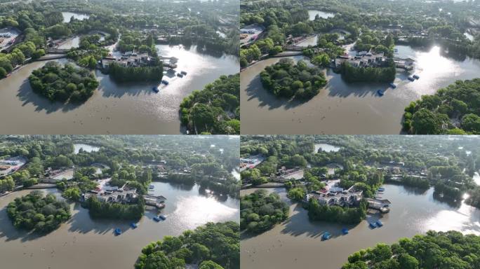 4K原素材-航拍上海野生动物园、水禽湖