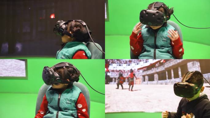 小朋友体验VR设备电影博物馆
